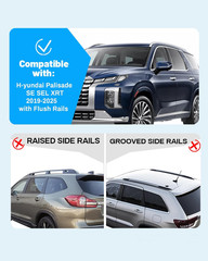 220lbs Upgraded Roof Rack Cross Bars Compatible with 2019-2025 Palisade SE SEL X