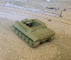 One 1/87 HO scale M39 armored utility vehicle, olive drab