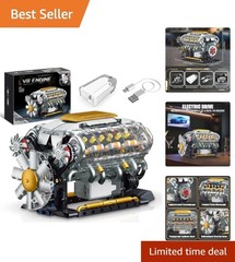 V8 Engine Model Kit Runs with USB Charging Easy Assembly for Car Fans