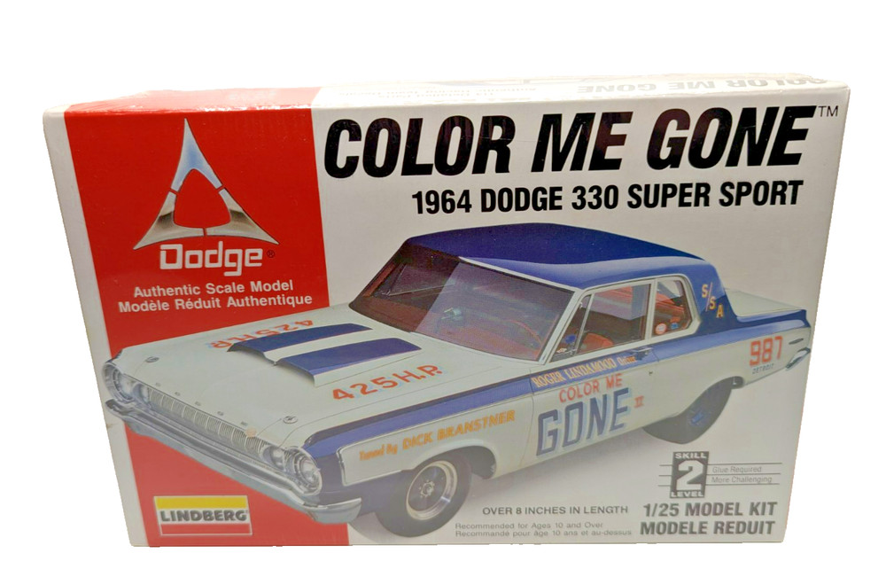 Lindberg 1964 Dodge 330 SS Color Me Gone 1/25 Model Car Kit Factory Sealed!