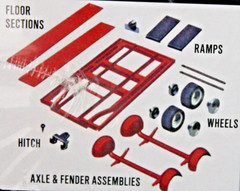 Car Tandem Axle Trailer Style With TOW VEHICLE HITCH & CHAIN 1/25 W/WALL TIRE