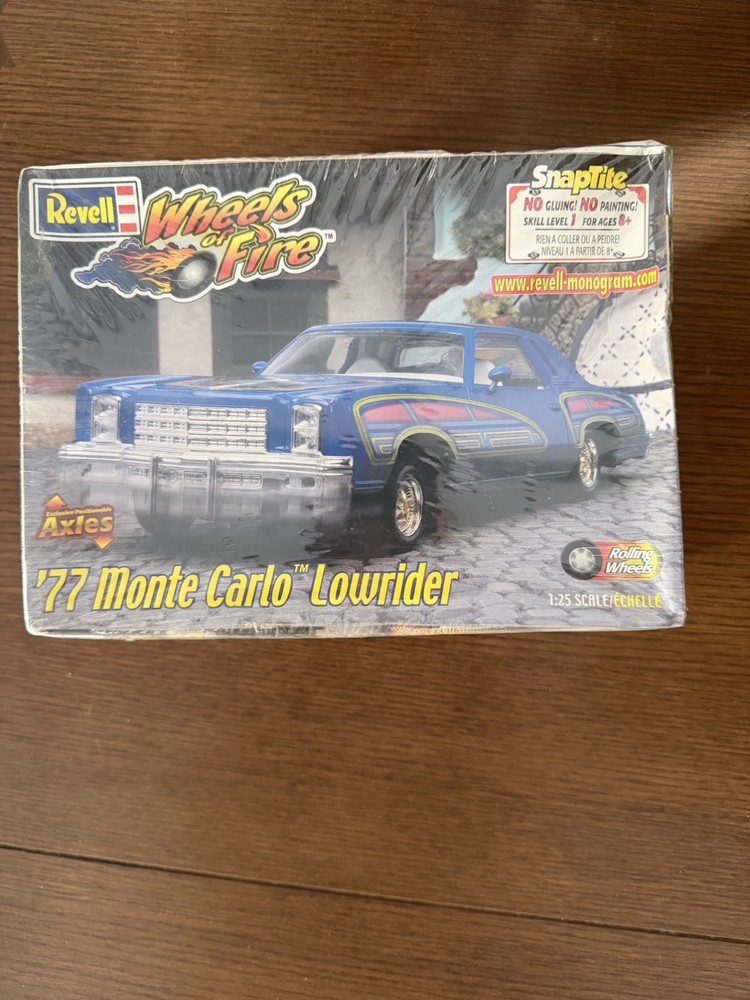 Revell # 85-1918 1977 Monte Carlo Low Rider Wheels of Fire 1/25 Scale Sealed Kit