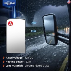 High Soar Door Main Mirror Glass Upper for Kenworth T680 T880 2013-2019,Mirror