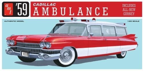 AMT 1395 1/25 1959 Cadillac Ambulance w/Gurney Plastic Model Kit