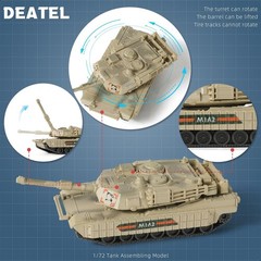 Detailed 1/72 Scale Military M1A2 Tank Model Kit – 9 Pieces for Easy Assembly