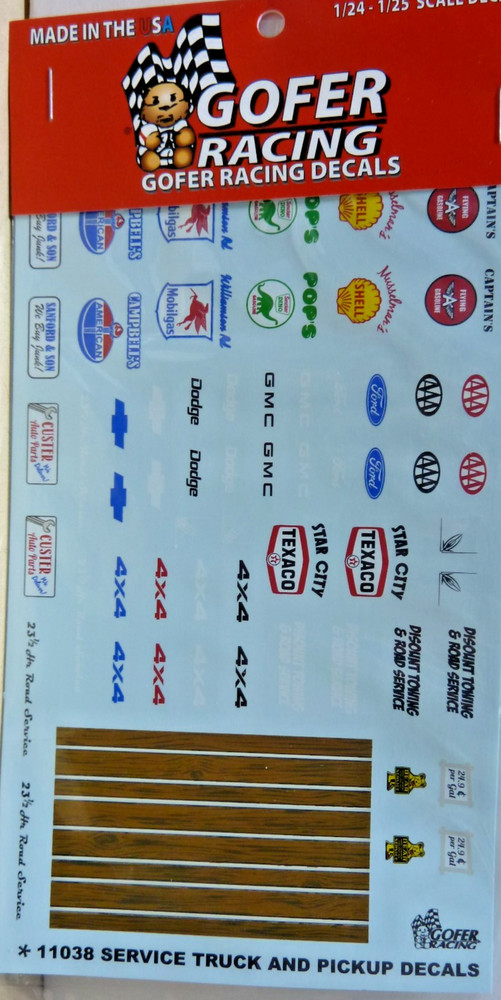 Gofer Racing 11038 1/24-1/25 Service Truck and Pickup Decals(E)