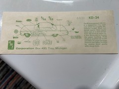 AMT 1964 Pontiac Bonneville HT Model Kit Orig Decal Sheet ONLY Nice!