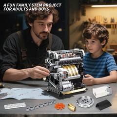 853 Pcs Visible L4 Internal Combustion Ohc Engine Motor Working Model DIY Kit