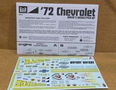 1972 Chevy Ramp Truck DECALS & INSTRUCTIONS 1:25 Scale MPC NEW Model PARTS