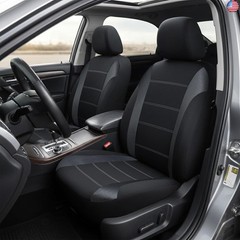 Champlus Car Seat Covers, Carbon Fibre and Durable Breathable Mesh 2 Front