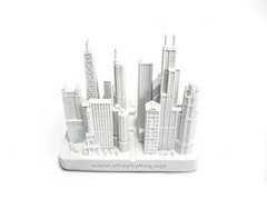 Chicago City Skyline Landmark 3D Model Matte White 4 1/2 Inches 1025