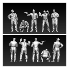 1/72/64/48 WWII Allied Air Force Ground Crew Cleaning Painting Overhaul 5pc