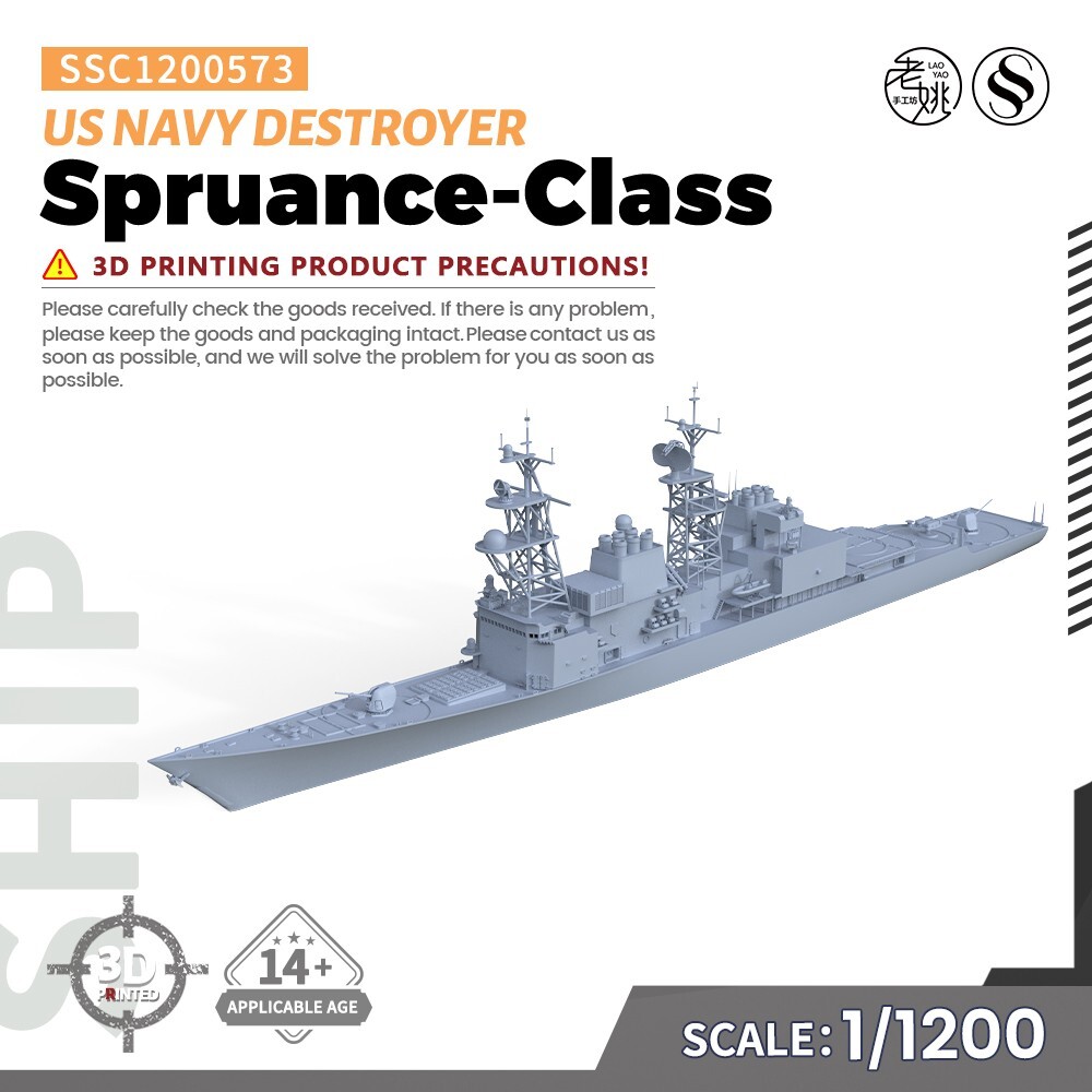 SSMODEL 573 1/1200 Military Model US Navy Spruance-Class Destroyer GAMES