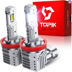 TOPIK Brightest Upgraded H11 LED Bulbs, 30000LM 6500K Super Bright Bulbs, Fog