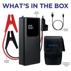 STRAUTO Car Battery Jump Starter 12V Portable Jump Starter Battery Pack Jumper