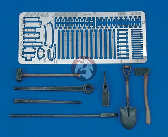 Royal Model 1/35 US Tanks Tools and Holders WWII [Resin & PE AFV Detail Set] 443