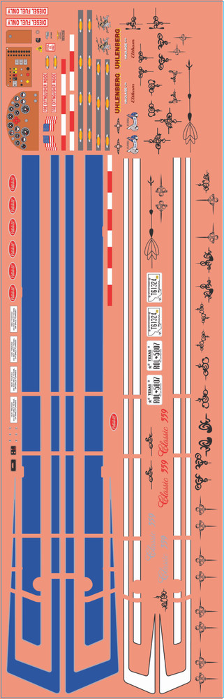 Peterbilt 359 Truck Decals #5 − Multi-Scale Waterslide Decals for Scale Models