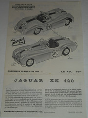 LINDBERG JAGUAR XK 120 Model No. 609-39 Instruction Sheet ONLY 1962 Original