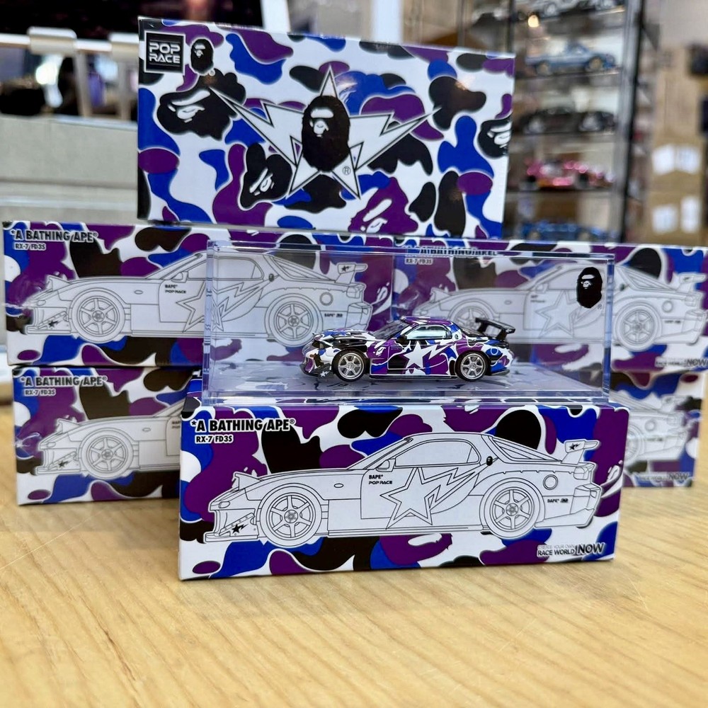 POP RACE x BAPE 1/64 Mazda RX-7 RE Amamiya FD3S BAPE Camouflage,Special Edition