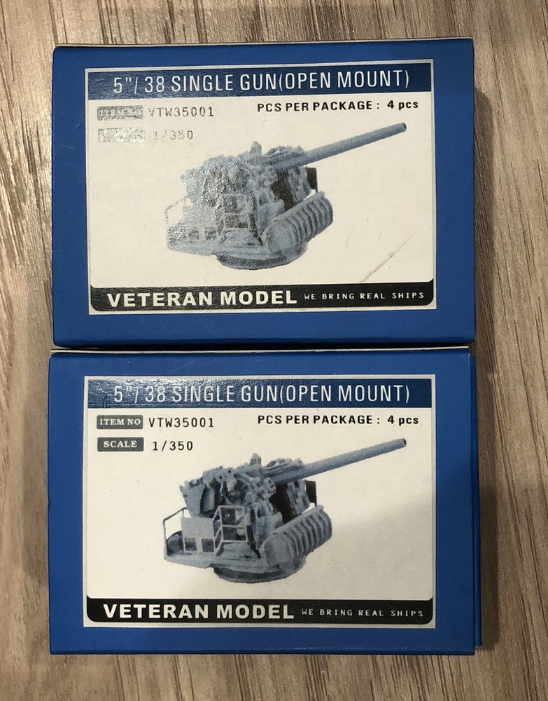 2x Veteran Model VTW35001 1/350 5”/38 Single Gun Open Mount 4pcs New