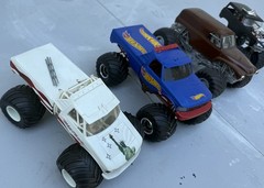 4 Vintage MONSTER TRUCK Model Truck Junk Yard Plastic Scale