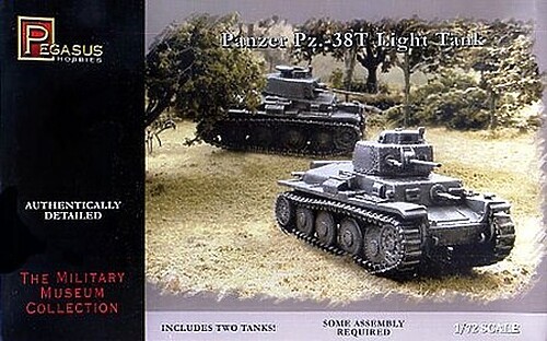 Pegasus Panzer 38t Tank (2) (Snap) – Plastic Model Military Vehicle Kit – 1/72