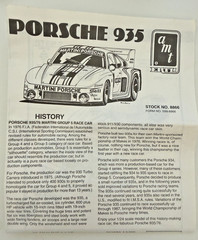 Vintage 1991 AMT ERTL Porsche 935 1:24 Scale #8866 Model Kit PARTS STILL SEALED