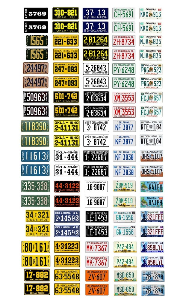 1/25 scale model car assorted USA Oklahoma license plates state tags 1:25