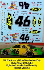 NASCAR DECAL #46 CITY CHEVROLET 1989 LUMINA COLE TRICKLE – DAYS OF THUNDER