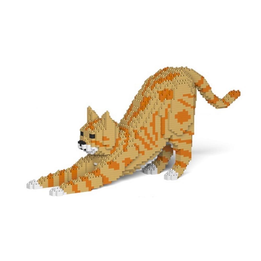 Jekca Animals – Tabby Cat Ginger Stretching 20cm