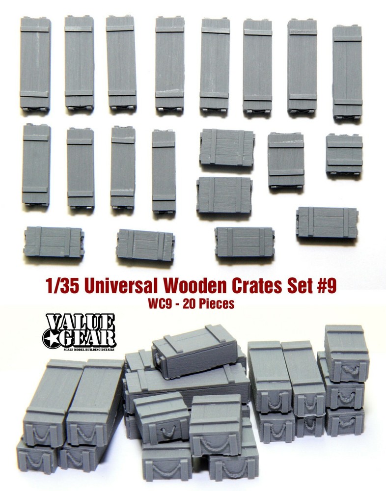 1/35 Universal Wooden Crates #9 – Value Gear Details – 20 pcs Resin Stowage