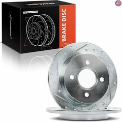A-Premium 9.97 inch (253mm) Rear Drilled and Slotted Disc Brake Rotors