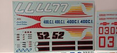 4X GTO Monte 66 Impala 65 Fairlane Modified Stocker 1/25 Race Car Decal Sheet