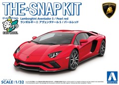 1/32 The Snap Kit Lamborghini Aventador S Pearl Red Plastic Model Kit AOSHIMA 12