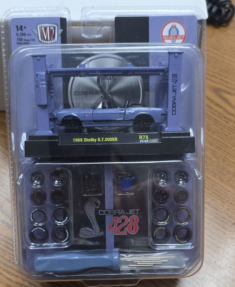 M2 Machines 1968 Shelby G.T.500KR Car Kit Blue Unassembled Lift Included