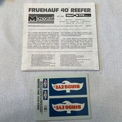 Monogram Fruehauf 40′ Reefer Snap·Tite 1/32 Scale Birds Eye Decal & Instr Only