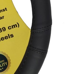 Steering Wheel Cover Black Real Genuine Leather 15 Inch For Men And Women