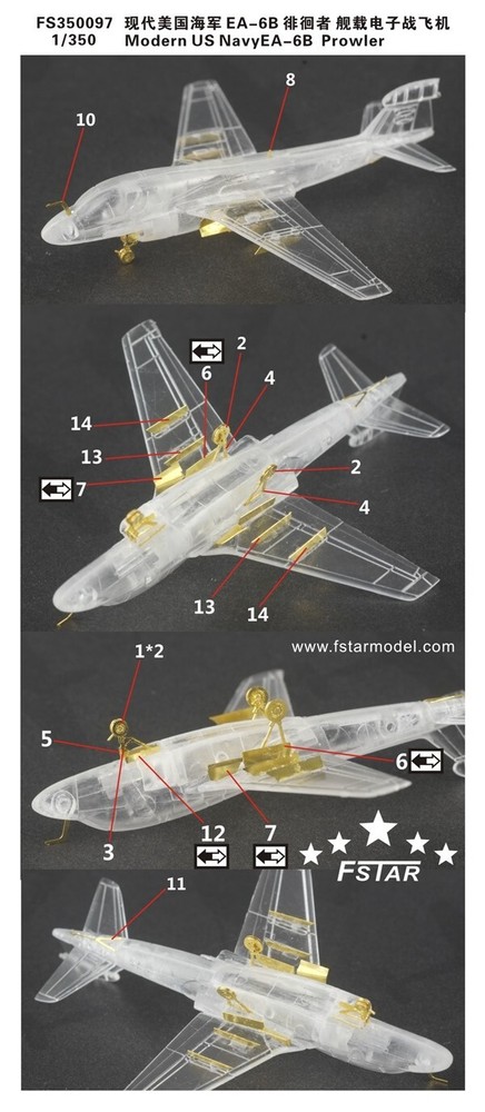 FS350097 1/350 Modern US Navy EA-6B Prowler Upgrade Set (for 6 set) for Trumpet