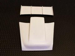 Resin Rear Spoiler & Outlaw Hood Combo for ’55 Chevy Bel Air Sedan 1/25.