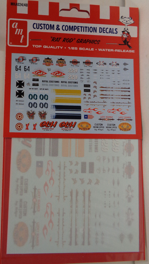 AMT #MKA024 1/25 SCALE RAT ROD GRAPHICS CUSTOM DECALS NEW IN SEALED PACKAGE