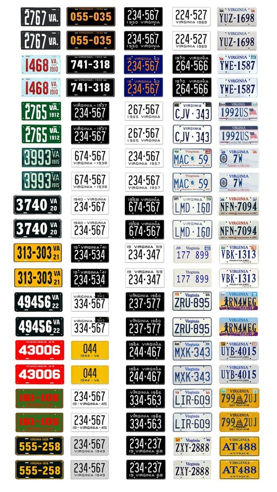 1/25 scale model car assorted USA Virginia license plates state tags 1:25