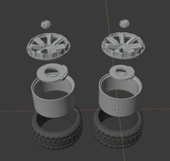 1:25-1:24 Scale Resin Offroad-Lo Pro 6 Spoke Rims and Tires With Brakes
