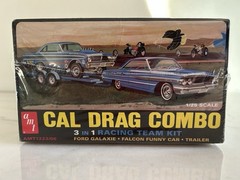 Sealed AMT AMT1223/06 Cal Drag Combo Kit 1:25 Ford Galaxie, Falcon, Trailer