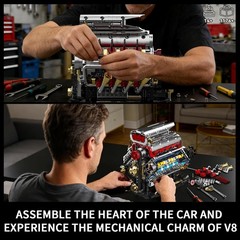 Authentic V8 Engine Model Kit – 1176 PCS with USB Rechargeable Motor for Adults