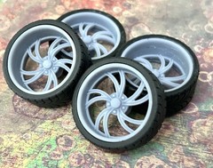 1/24 Scale: 24-Inch “Intro Spyder” Wheels And Tires; Resin;1/25