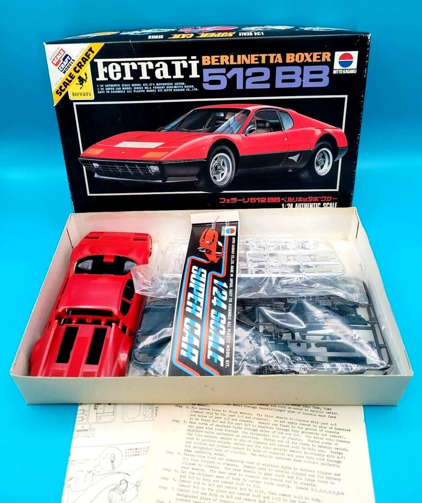 NITTO KAGAKU FERRARI BERLINETTA BOXER 512 BB Plastic 1/24 Model Kit UNASSEMBLED