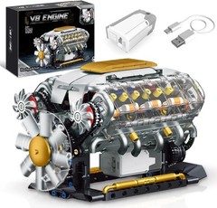 V8 Engine Model Kit with USB Motor, 703 PCS, STEM Toy for Adults & Teens