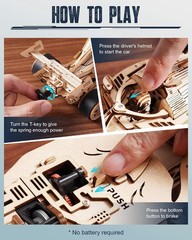 ROKR 3D Wooden Puzzle F1 Racing Car Model Kit for Adults & Teens