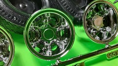 Mack DM800 Heavy Duty 1/25 10 Goodyear tire chrome rim wheel model car part lot