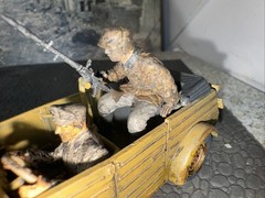 BUILT 1/35 TAMIYA German TYPE 82 KUBELWAGEN W/MG34 2 SS Figs Weathered NICE!!